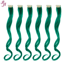 FH high quality green wavy synthetic hair 20 inches clip in hair extensions