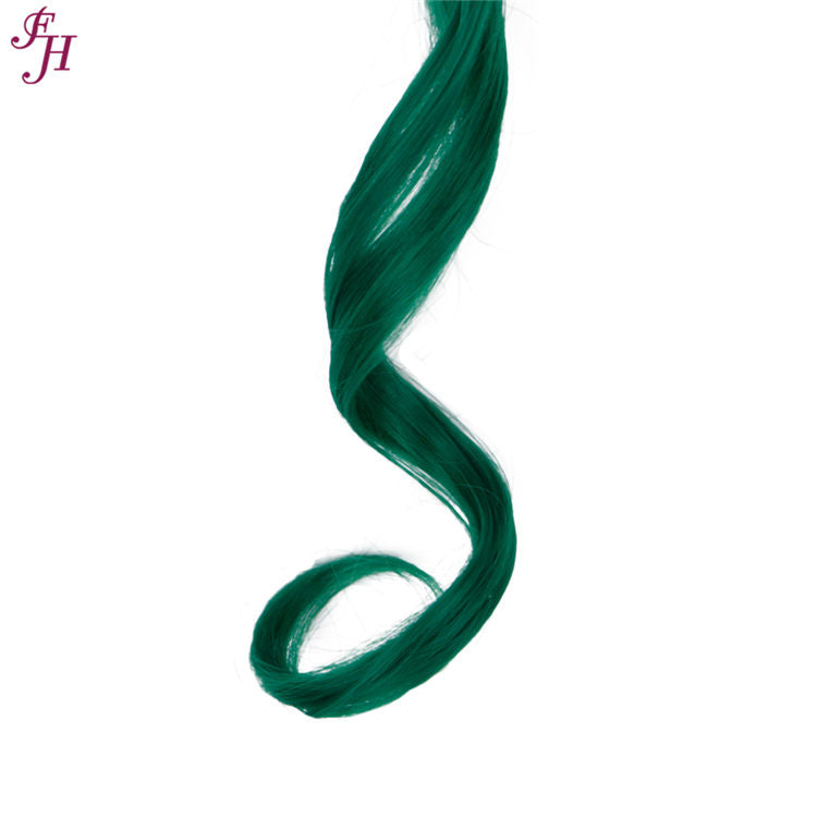 FH high quality green wavy synthetic hair 20 inches clip in hair extensions