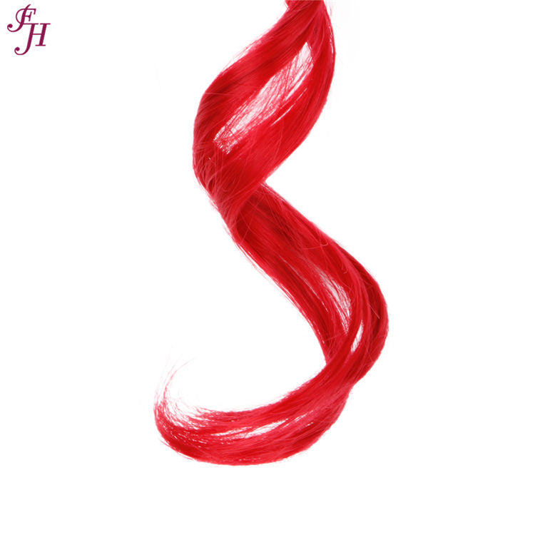 FH hot sale 6 pcs one set red great synthetic hair wavy hair extensions clip in