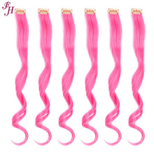 Load image into Gallery viewer, FH fiber hair clip in hair extensions hot pink synthetic 6 pcs one set for sale