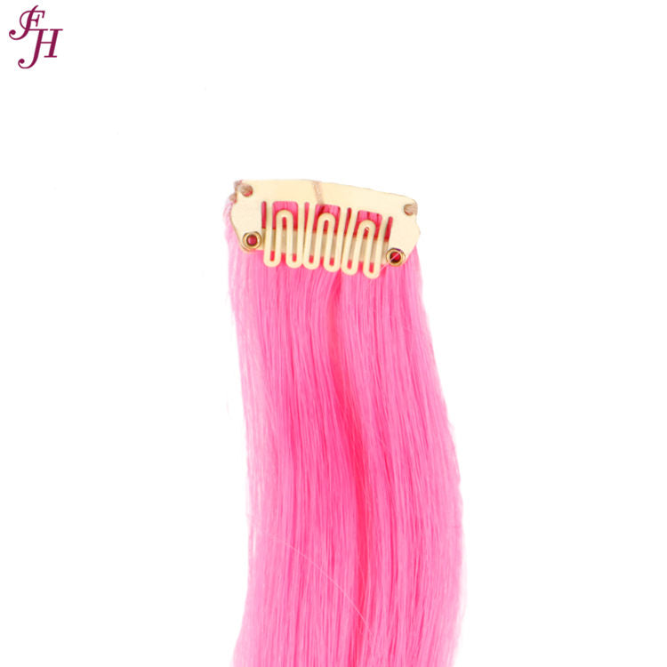 FH fiber hair clip in hair extensions hot pink synthetic 6 pcs one set for sale