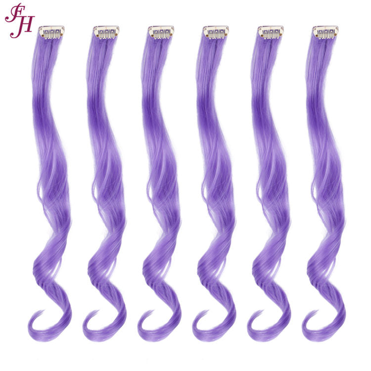 FH light purple clip in hair extensions high resistant synthetic hair extensions