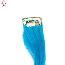 FH sky blue wavy clip in hair extensions 6 pcs one set synthetic hair extensions