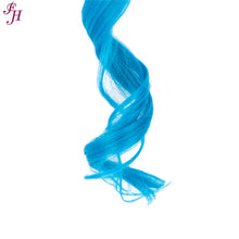 Load image into Gallery viewer, FH sky blue wavy clip in hair extensions 6 pcs one set synthetic hair extensions