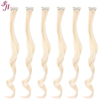 FH best price 6 pcs one set clip in hair extensions 613 blonde synthetic hair