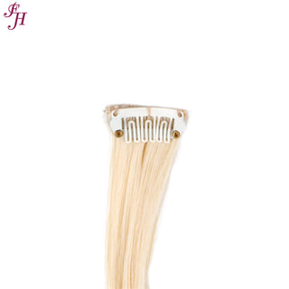 FH best price 6 pcs one set clip in hair extensions 613 blonde synthetic hair