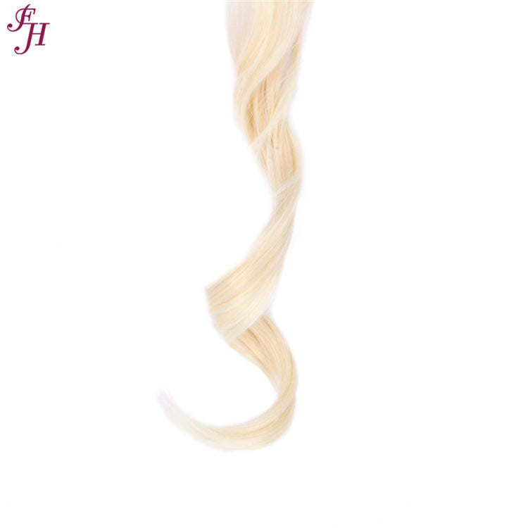 FH best price 6 pcs one set clip in hair extensions 613 blonde synthetic hair