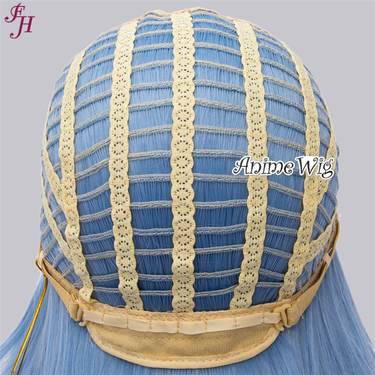 FH factory wholesale P11857 cheap machine made wig synthetic blue hair wig