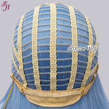 FH factory wholesale P11857 cheap machine made wig synthetic blue hair wig