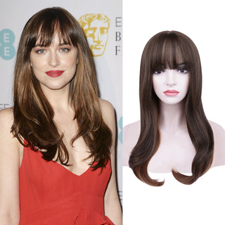 FH factory price wig fashion P13289 long brown hair synthetic hair wig