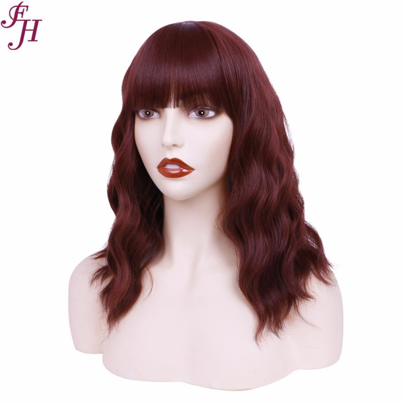 FHGZ P13614 beautiful wine red color wavy synthetic wig