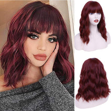 Load image into Gallery viewer, FHGZ P13614 beautiful wine red color wavy synthetic wig