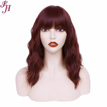 FHGZ P13614 beautiful wine red color wavy synthetic wig