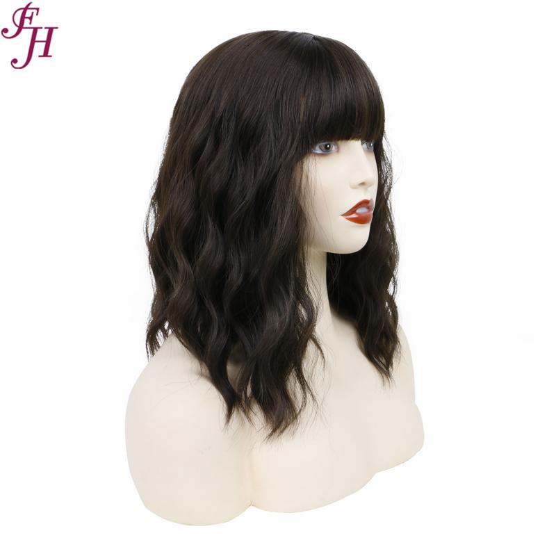 FH P13615 brown color wavy synthetic wig