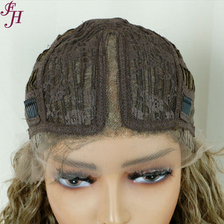 FH P13825 T part lace deep curly synthetic hair wig