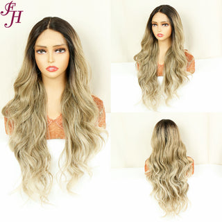 ✨2PCS 50% OFF✨ FH P13828 ombre blonde color lace front synthetic wig