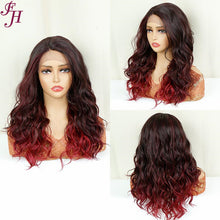Load image into Gallery viewer, FHGZ P13826 ombre red color wavy synthetic wig