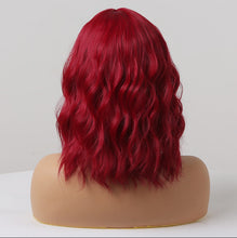 Load image into Gallery viewer, FH P14218 red color wave short synthetic wig with bang