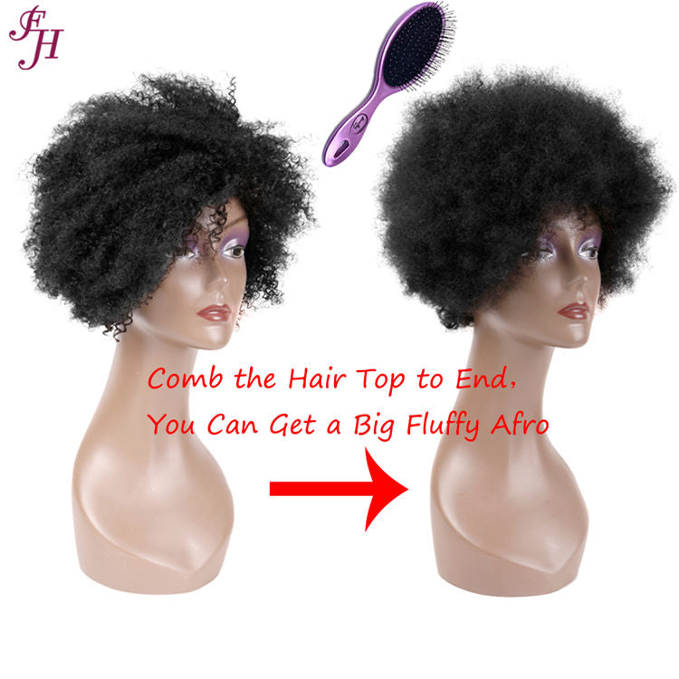 FH high quality 100% raw human hair short natural black wig