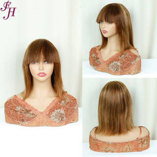【Nikita】FH highlight human hair wig bob wig with bang