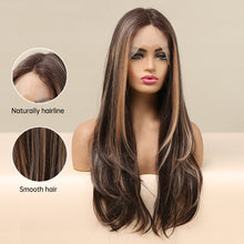 ✨2PCS 50% OFF✨ FH P13964 highlight straight middle part lace frontal synthtetic wig