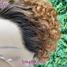 【Nikita】FH Q14388 lace front wig ombre brown short curly pixie cut wig
