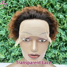 【Nikita】FH Q14388 lace front wig ombre brown short curly pixie cut wig