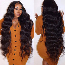 FH natural black body wave 13x4 lace real hair wig