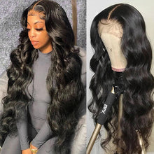 Load image into Gallery viewer, FH natural black body wave 13x4 lace real hair wig