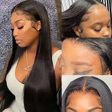 Load image into Gallery viewer, FH natural black straight 13x4 lace real hair wig