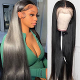 FH natural black straight 13x4 lace real hair wig