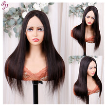 FH wholesale natural black human hair straight 13x1 lace wig