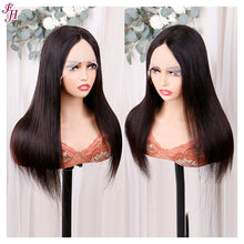 FH wholesale natural black human hair straight 13x1 lace wig