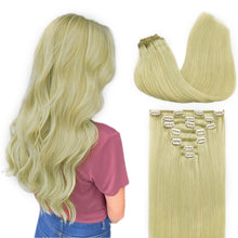 FH 613 blonde real human hair extensions clip 8 pieces clip in hair extensions