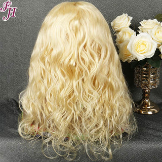 FH 4x4 transparents lace 613 blonde body wave lace closure wig