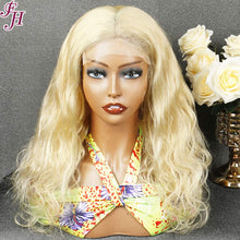 FH 4x4 transparents lace 613 blonde body wave lace closure wig