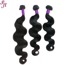 FH three body wave human hair bundles with one 5x5 closure
