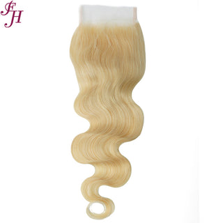 FH 613 blonde raw human hair 4x4 body lace closure