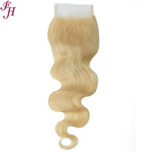 FH 613 blonde raw human hair 4x4 body lace closure