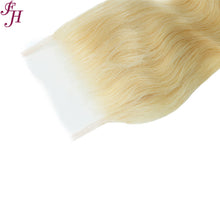Load image into Gallery viewer, FH 613 blonde raw human hair 4x4 body lace closure