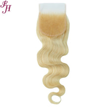 FH 613 blonde raw human hair 4x4 body lace closure