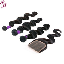 FH three body wave hair bundles with one 4x4 closure