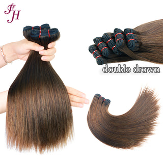 FH double weft 100% human hair weaving raw virgin hair bundle