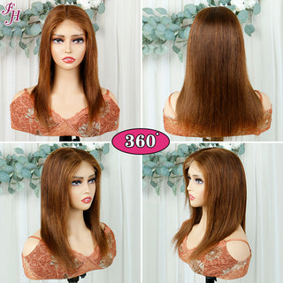 FH 16inches 4x4 lace closure chocolate brown short bob wig