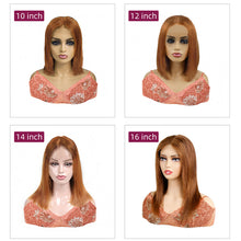 Load image into Gallery viewer, FH 16inches 4x4 lace closure chocolate brown short bob wig