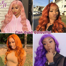 Load image into Gallery viewer, FH 4x4 transparents lace 613 blonde body wave lace closure wig