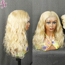 Load image into Gallery viewer, FH 4x4 transparents lace 613 blonde body wave lace closure wig