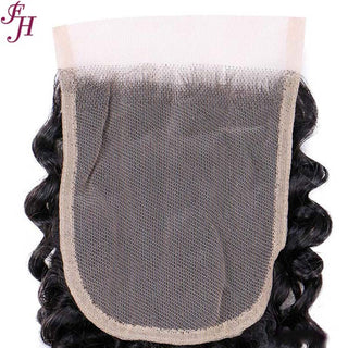 FH three deep curly hair weave with 4x4 lace closure