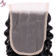FH three deep curly hair weave with 4x4 lace closure