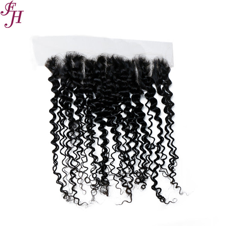 FH three deep curly bundles with one human hair lace frontal